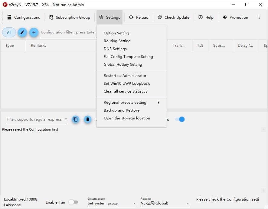v2rayN Settings